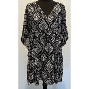 Wearabouts Black and White Swimsuit Cover Drawstring Waist Size Medium